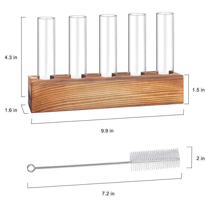 Renmxj Plant Propagation Station  Plant Terrarium with Wooden Stand  Plant Pots for Hydroponics  Small Birthday Gardening Gifts for Women Mom Plant Lovers Unique - 5 Glass Test Tubes Vases - Image 2
